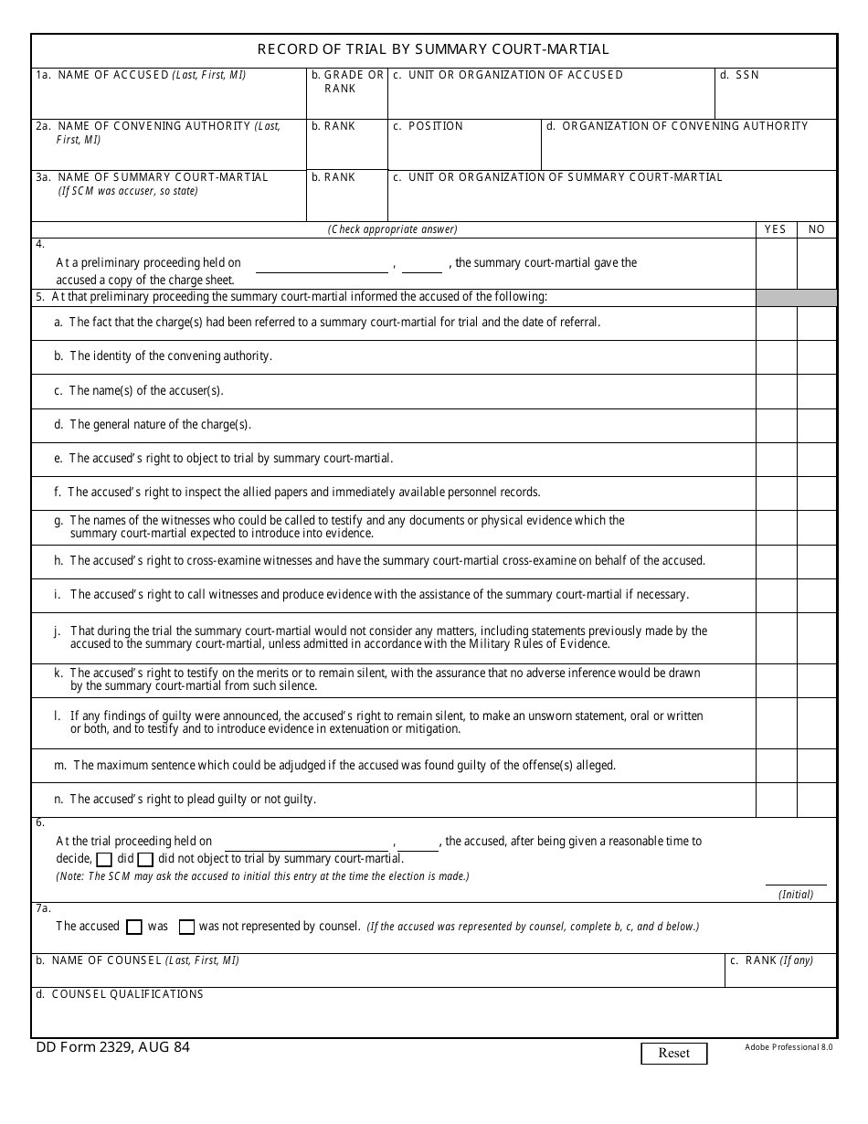 DD Form 2329 - Fill Out, Sign Online and Download Fillable PDF ...