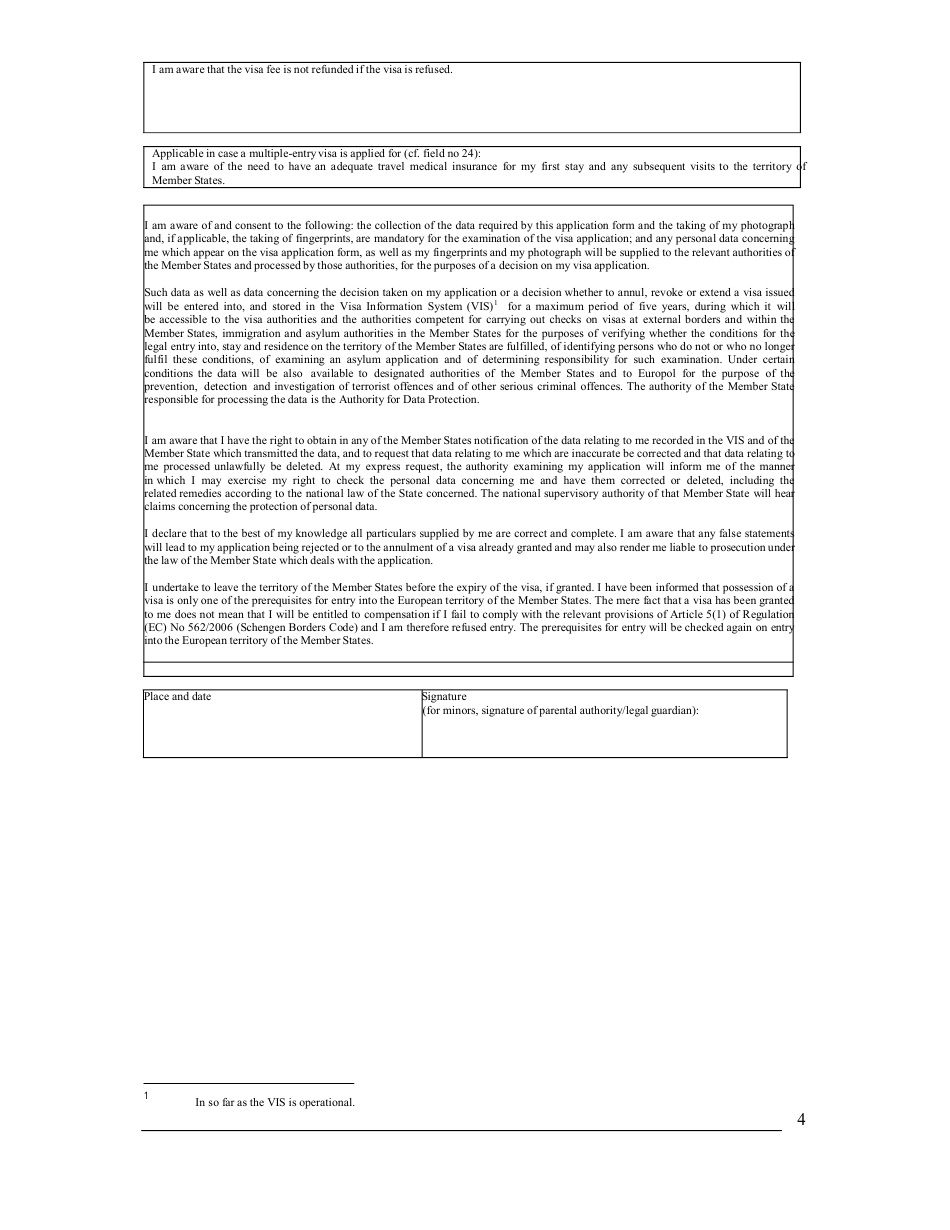 Italian Application for Schengen Visa - Embassy of Italy, Page 4