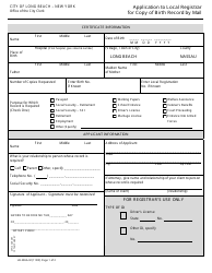 Document preview: Form LB-296A-M Application to Local Registrar for Copy of Birth Record by Mail - City of Long Beach, New York