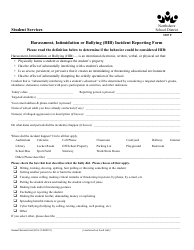 &quot;Harassment, Intimidation or Bullying (Hib) Incident Reporting Form - Northshore School District&quot;