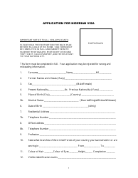 Document preview: Application for Nigerian Visa - Embassy of the Federal Republic of Nigeria - Washington, D.C.