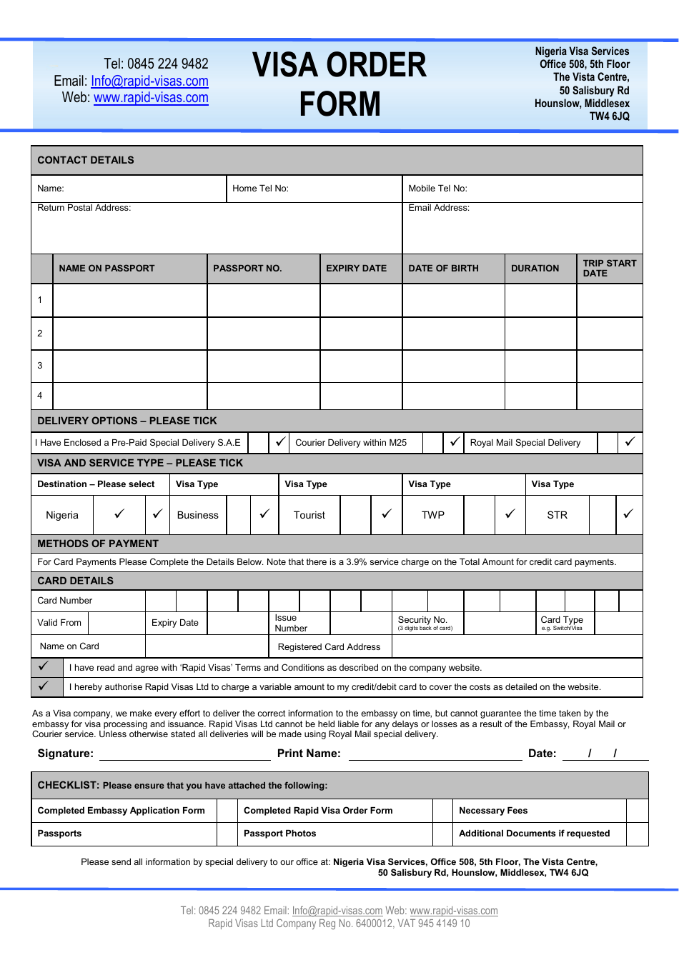 Nigeria Temporary Work Permit Visa Application Form - Nigeria Immigration Service - Greater London, United Kingdom, Page 3