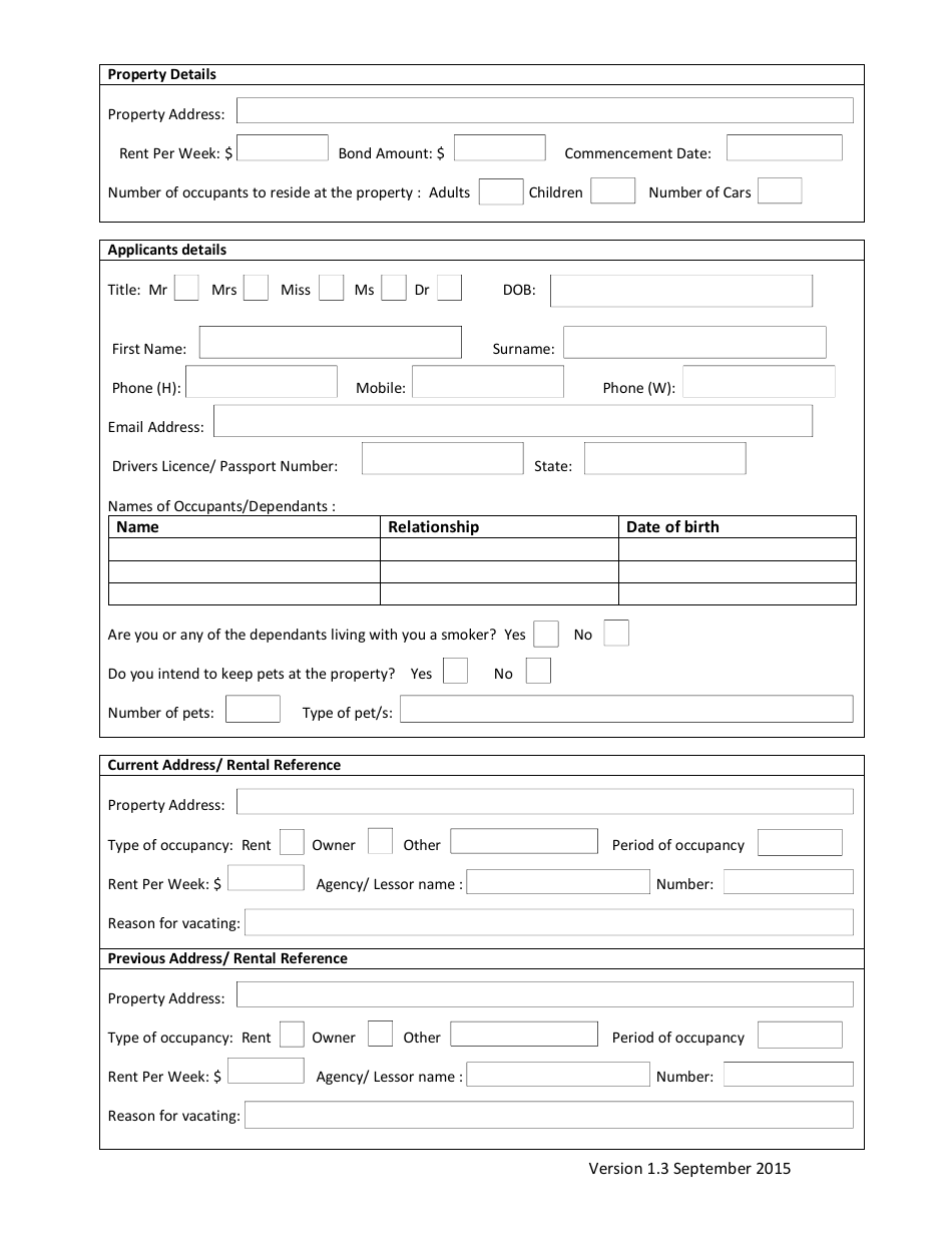 Tenancy Application Form - Bill Hooper Real Estate - Fill Out, Sign 