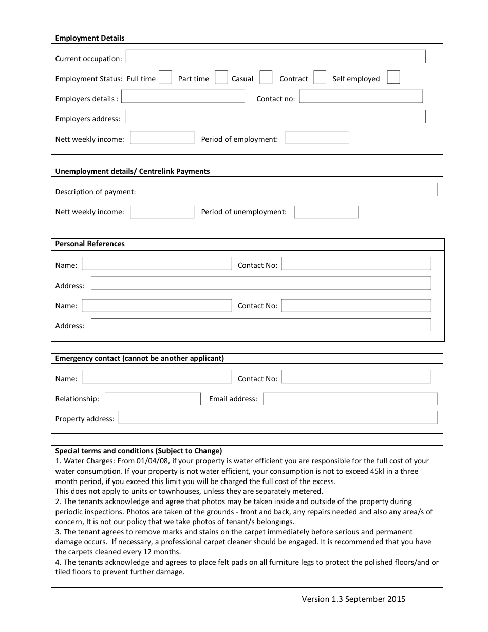 Tenancy Application Form - Bill Hooper Real Estate, Page 3