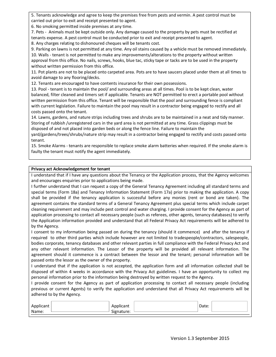 Tenancy Application Form - Bill Hooper Real Estate, Page 4