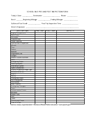 Document preview: School Bus Pre and Post Inspection Form - Montana