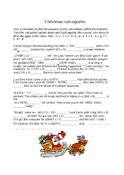 Document preview: Christmas Calcograms Activity Sheet