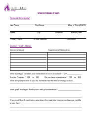 Biofeedback Training Client Intake Form - Pure Living Energy