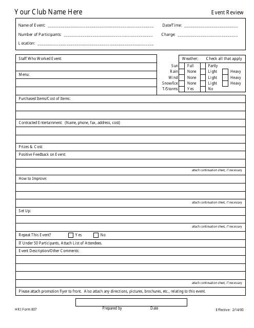 Club Event Review Template