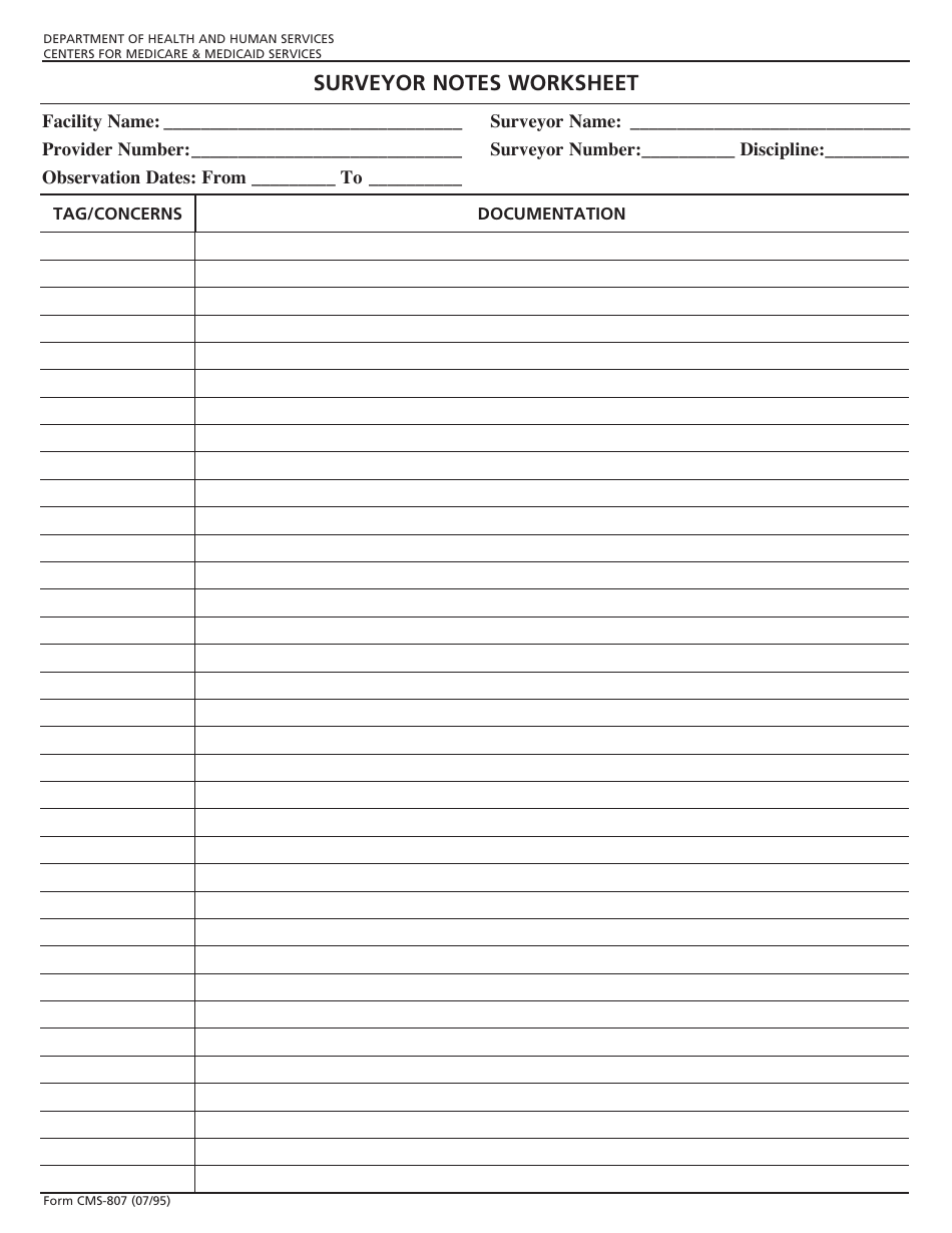 Form CMS-807 - Fill Out, Sign Online and Download Fillable PDF ...