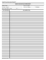 Form CMS-807 Surveyor Notes Worksheet