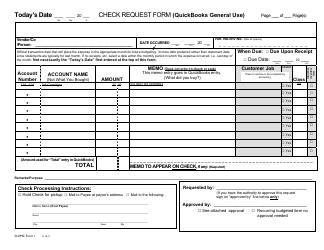 Document preview: Check Request Form - Quickbooks