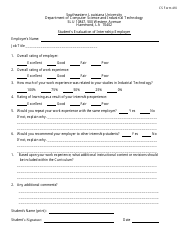 Document preview: Student's Evaluation of Internship Employer Form - Southeastern Louisiana University