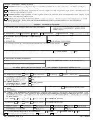 DD Form 2947 TRICARE Young Adult Application, Page 2