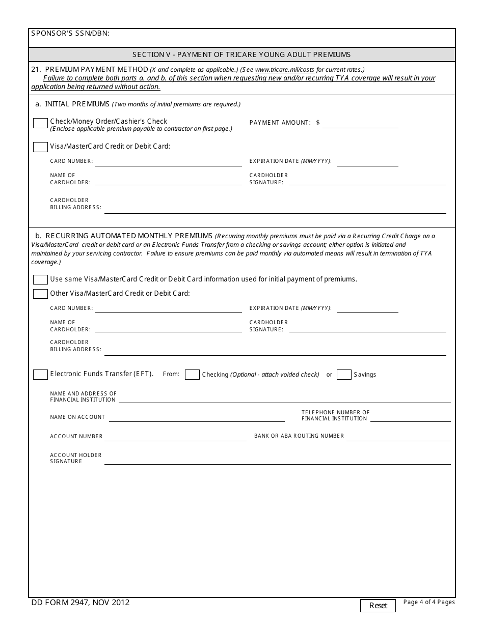 Dd form 2947 fill out sign online and download fillable pdf