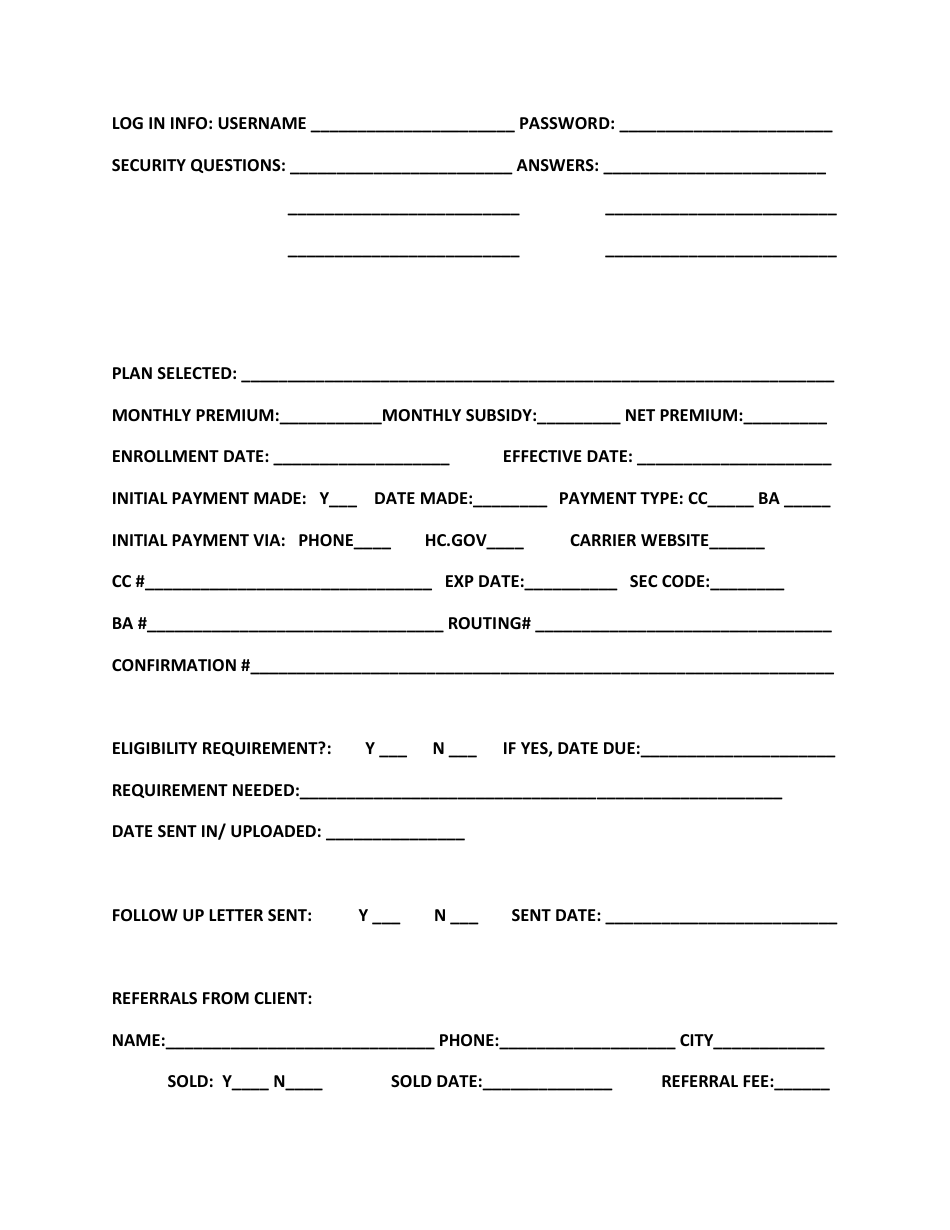 Client Enrollment Form - Fill Out, Sign Online and Download PDF ...