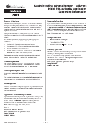 Form PB057.1312 Gastrointestinal Stromal Tumour - Adjuvant Initial Pbs Authority Application - Australia