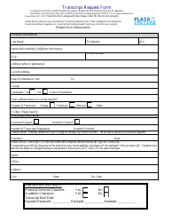 Document preview: Transcript Request Form - Plaza College - New York