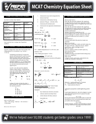 Mcat Chemistry Equation Sheet - Prep101