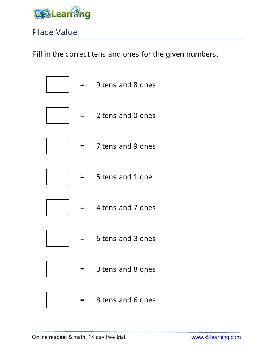 Place Value Worksheet With Answers