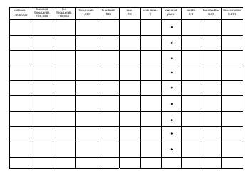 Document preview: Millions to Thousandths Place Value Chart Template