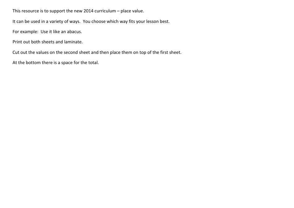 Millions to Thousandths Place Value Chart Template, Page 3