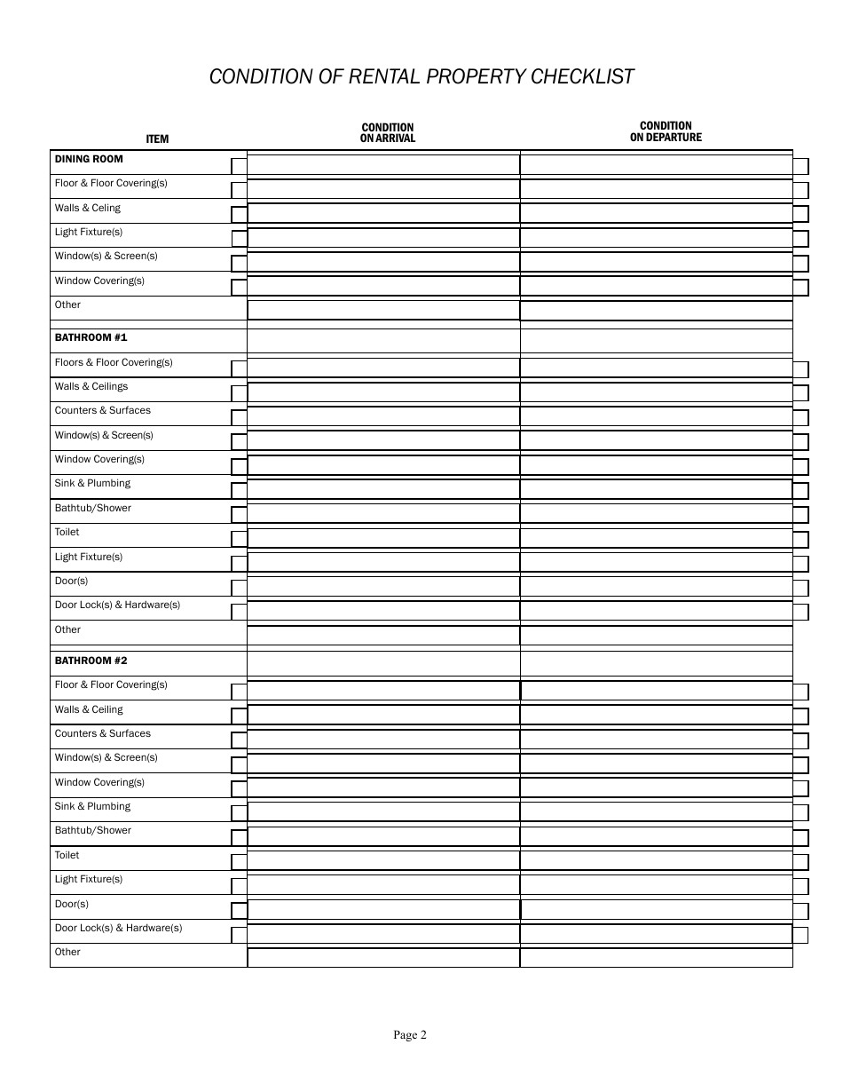 Move in / Move out Checklist Template - Central Florida Realty Partners, Page 2