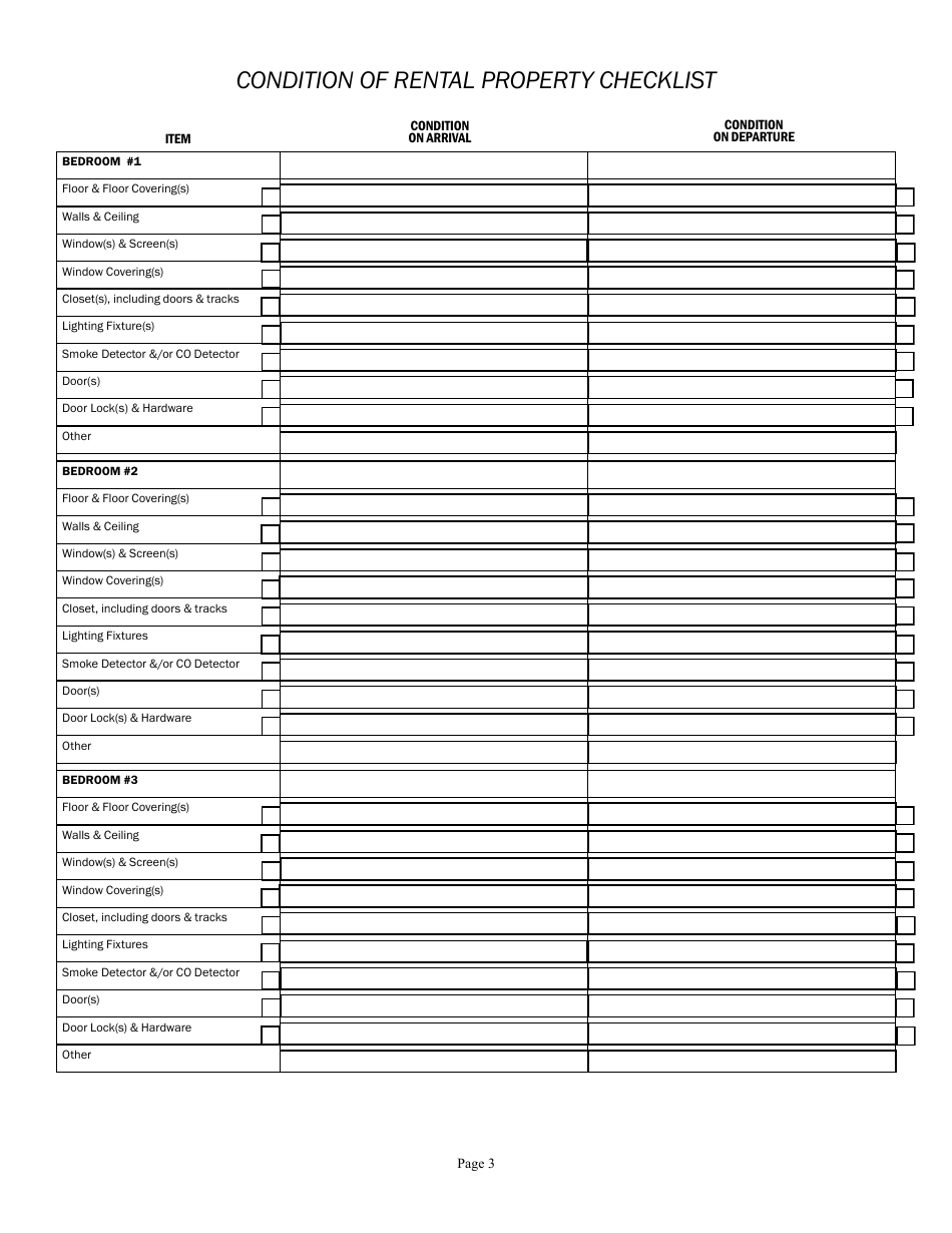Move in / Move out Checklist Template - Central Florida Realty Partners, Page 3
