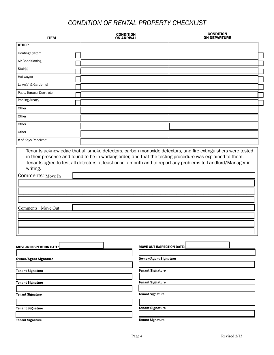 Move in / Move out Checklist Template - Central Florida Realty Partners, Page 4