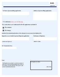 Form R401 Application for Registration of a Charge - British Virgin Islands, Page 2