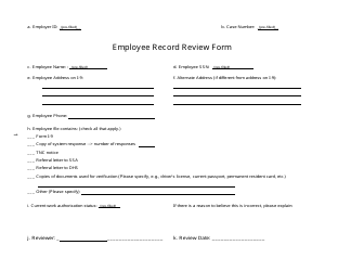 Employee Record Review Form