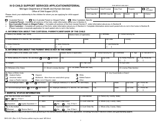Document preview: Form DHS-1201 Ivd Child Support Services Application or Referral - Michigan