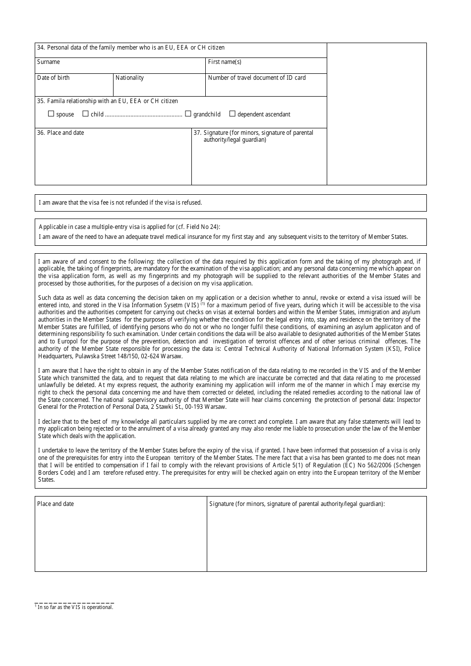 Application for Schengen Visa - The Capital City of Warsaw, Masovian Voivodeship, Poland, Page 3