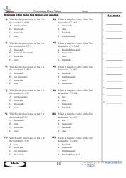 Document preview: Examining Place Value Worksheet With Answer Key