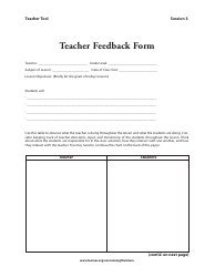 Document preview: Teacher Feedback Form