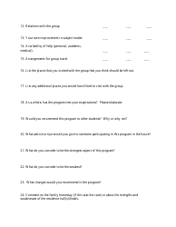 Study Abroad Program Evaluation Form - Questions, Page 2