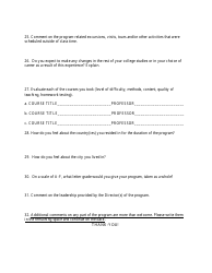 Study Abroad Program Evaluation Form - Questions, Page 3