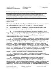 Form HUD-92441M-SUPP Supplement to Building Loan Agreement