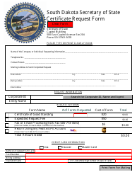Document preview: Certificate Request Form - South Dakota