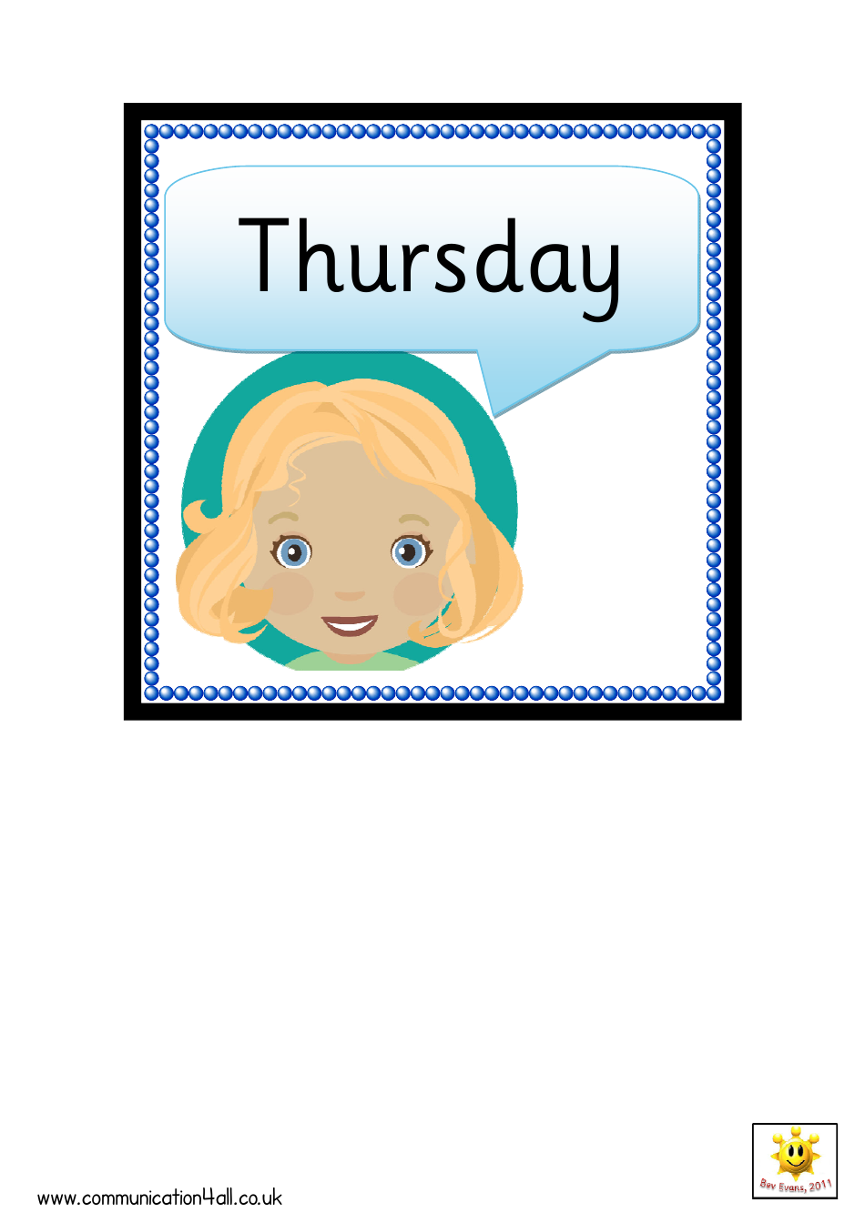 Boys and Girls Days of the Week Cards, Page 4