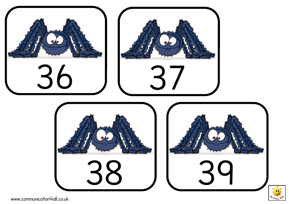 Spider 0-50 Number Cards, Page 10