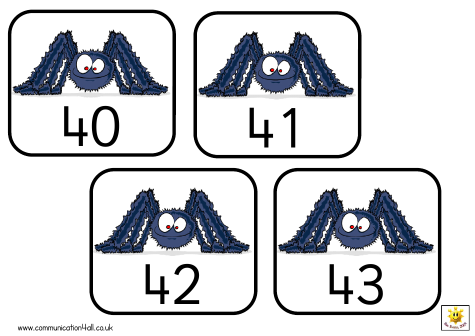 Spider 0-50 Number Cards, Page 11
