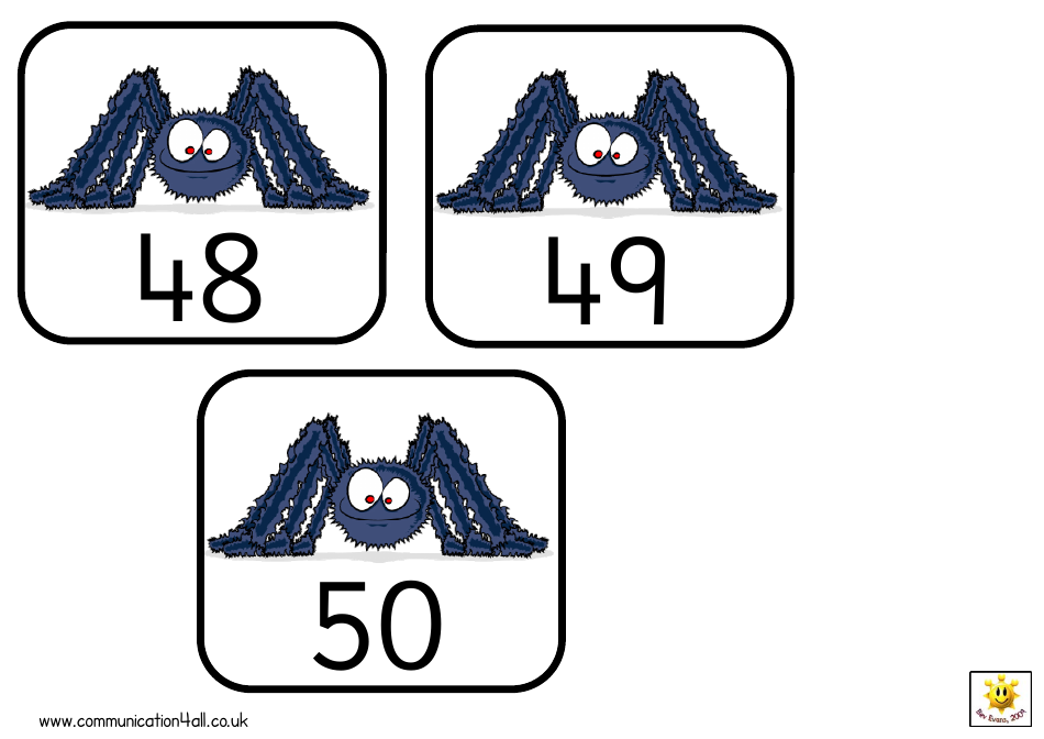 Spider 0-50 Number Cards, Page 13