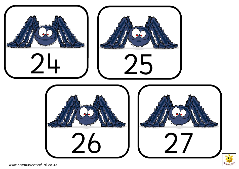 Spider 0-50 Number Cards, Page 7