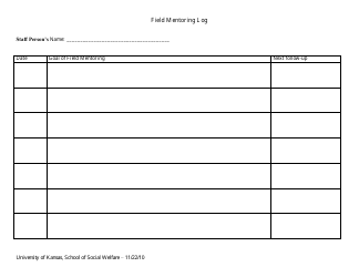 Document preview: Field Monitoring Form