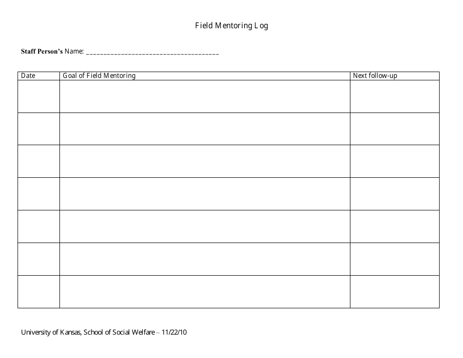Field Monitoring Form, Page 1