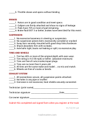 Vehicle Inspection Form - Trackmasters, Page 2