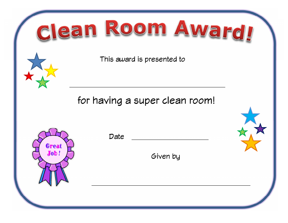 Clean Room Award Certificate Template - White