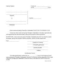 Document preview: Motion to Dismiss Case Form - Indiana