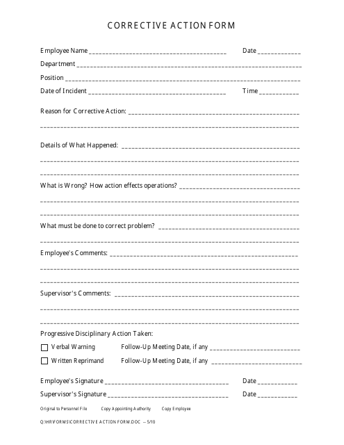 Corrective Action Form Fill Out Sign Online And Download PDF 